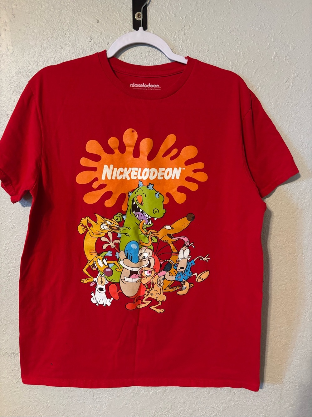 Nickelodeon Red Tee with Classic Cartoon Mashup